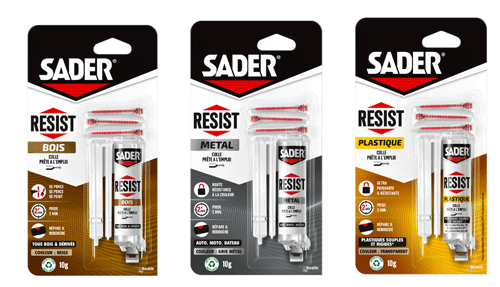 Les colles SADER Resist, bois, métal et plastique